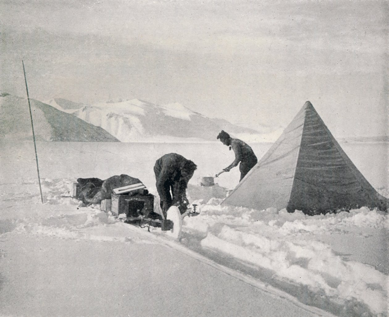 Heavy Sledging in New Snow Off Point Disappointment by Frank Debenham
