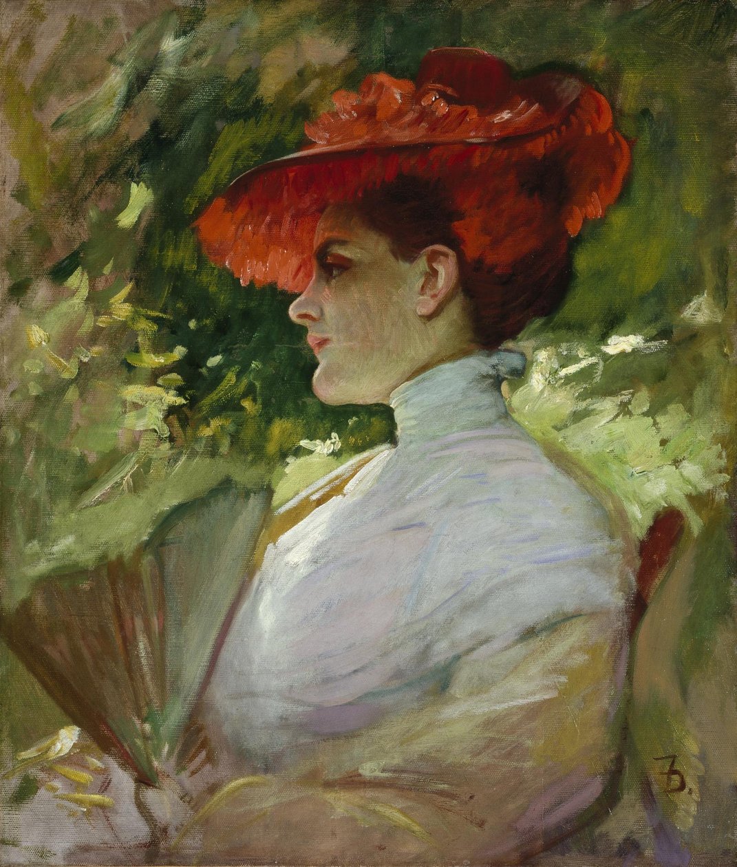 Lady with a Red Hat (Portrait of Maggie Wilson) by Frank Duveneck