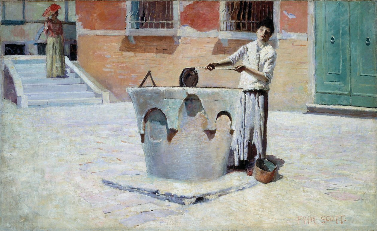 Italian Scene Near the Fountain by Frank Edwin Scott