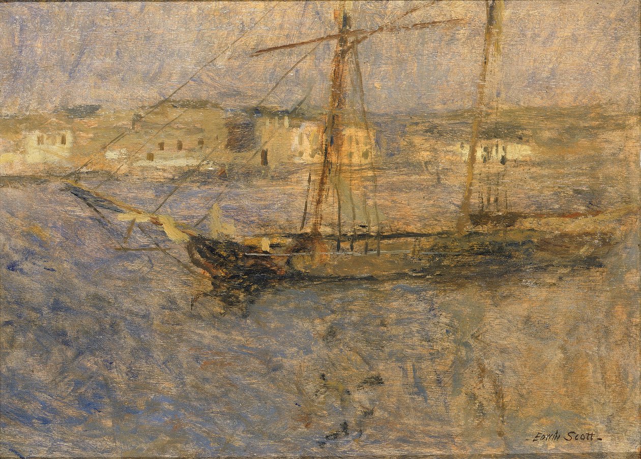 Ships at Anchor, Cherbourg by Frank Edwin Scott