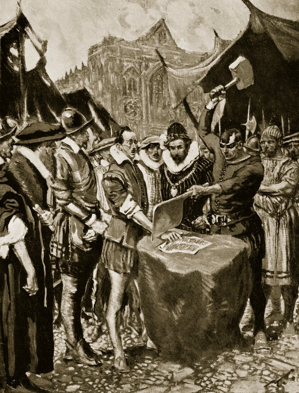 Stubbs has his hand cut off, illustration from 