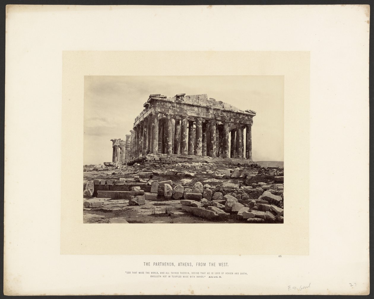The Parthenon, Athens, From the West by Frank Mason Good