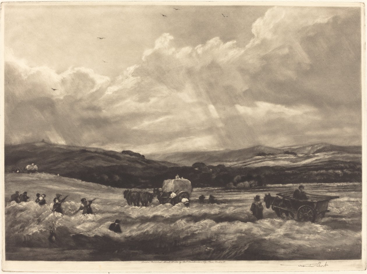Hayfield in Yorkshire by Frank Short, after Peter De Wint