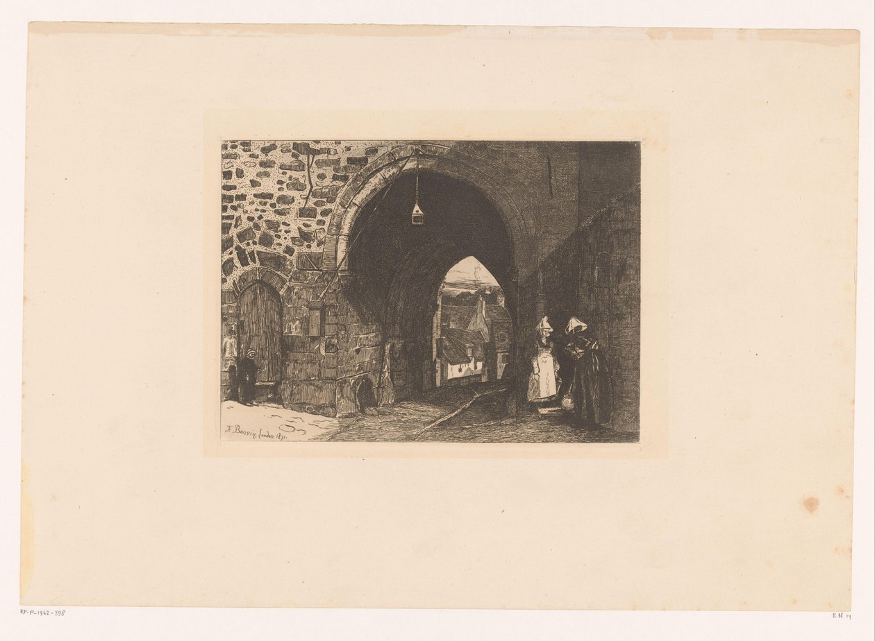 View of the Porte de St. Malo in Dinan (Ten Etchings, Drawn and Engraved by F. Bonvin, Painter) by François Bonvin