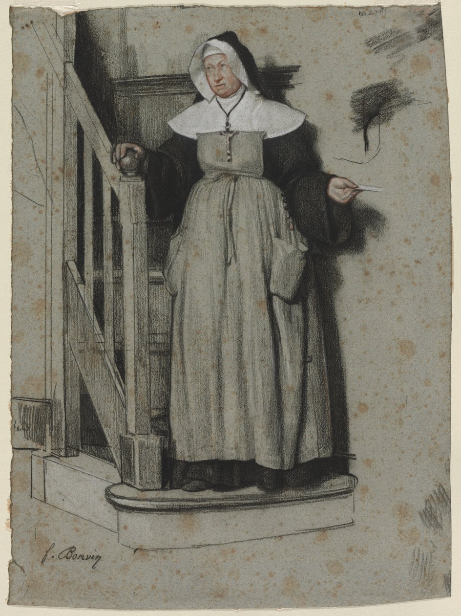 The Letter of Admission, Interior of a Convent by François Bonvin