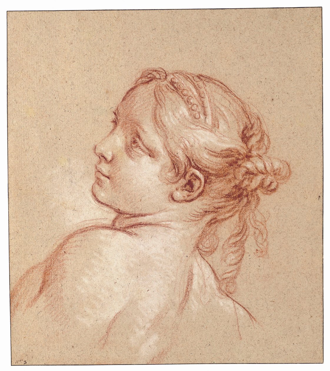 A Girl, Bust-Length, Her Head Tilted to the Left by François Boucher