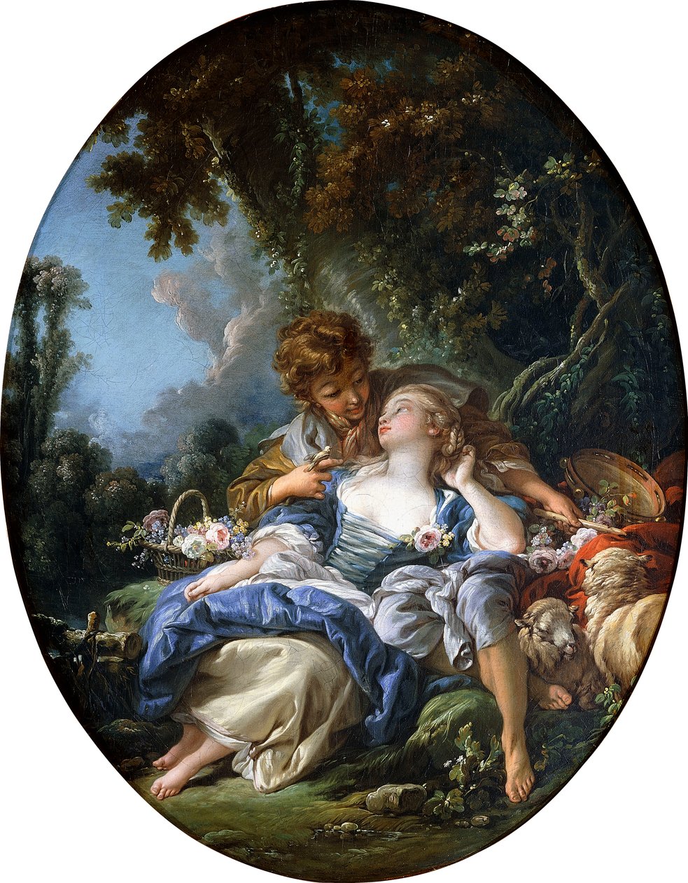 A Shepherd and a Shepherdess in Dalliance in a Wooded Landscape by François Boucher