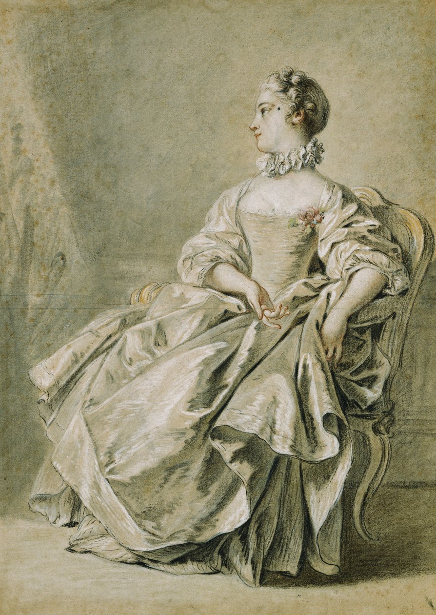 A Young Woman Seated in Profile to the Left by François Boucher