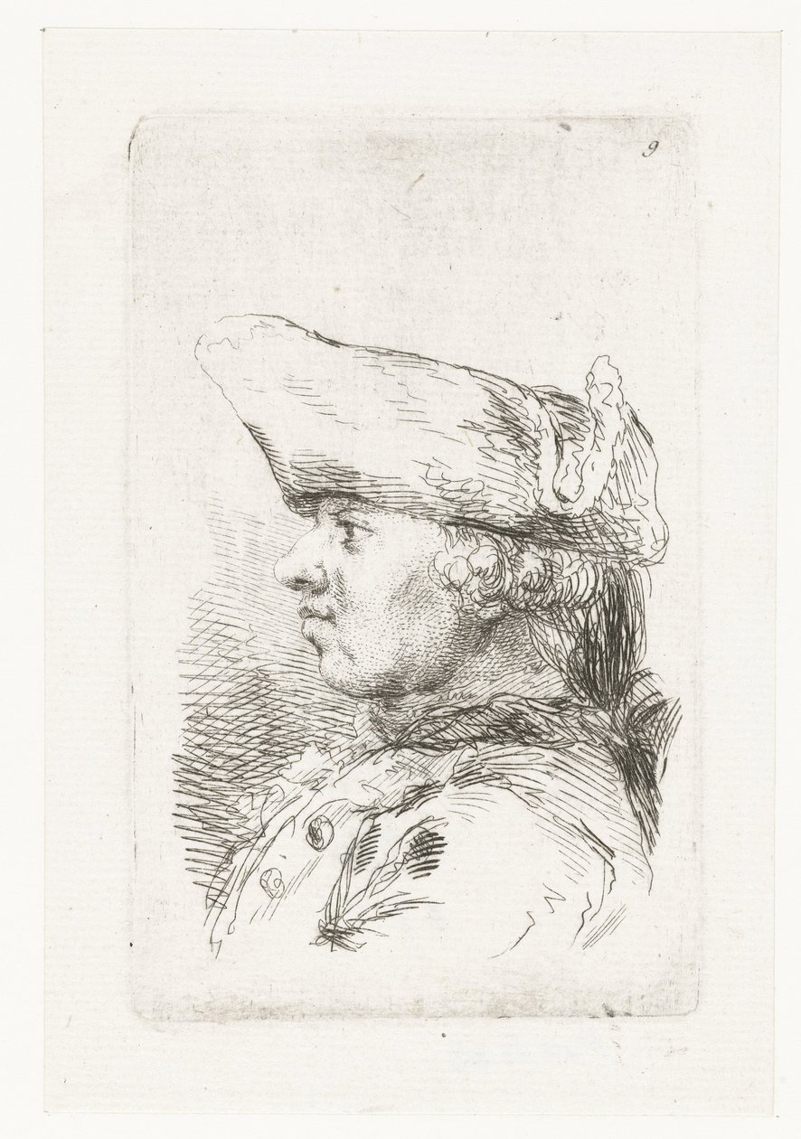 Head of Man with Tricorne by François Boucher