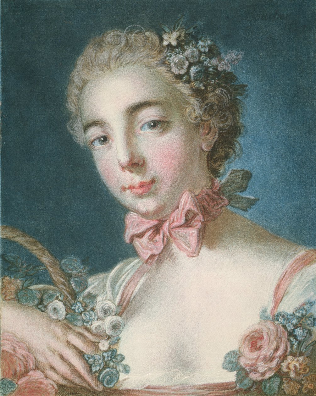 Head of Flora, Engraved by Louis-Marin Bonnet, 1769 by François Boucher