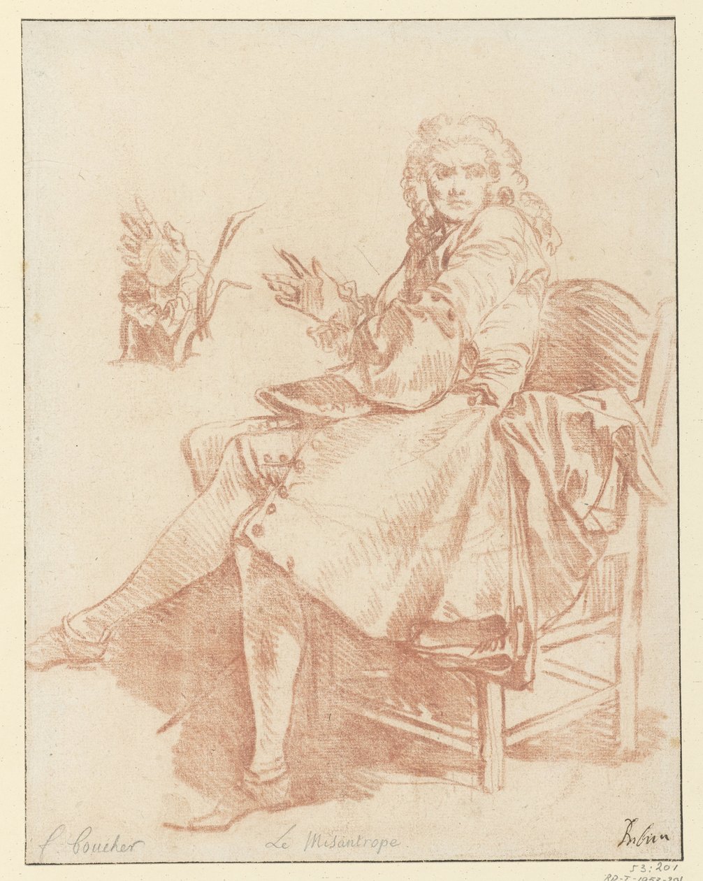Study for Alceste (Design for the Illustration of Le Misanthrope from the 1734 Edition of Molière