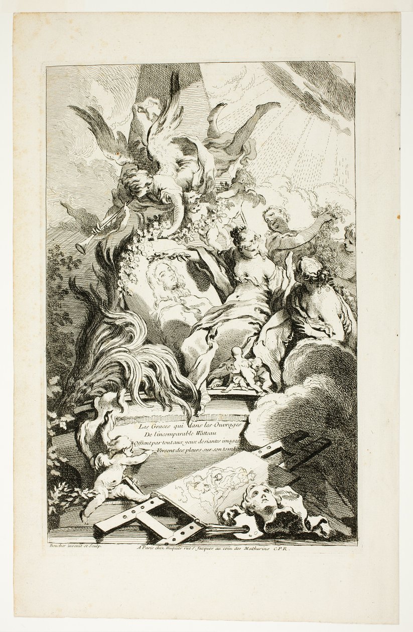 The Graces on the Tomb of Watteau by François Boucher