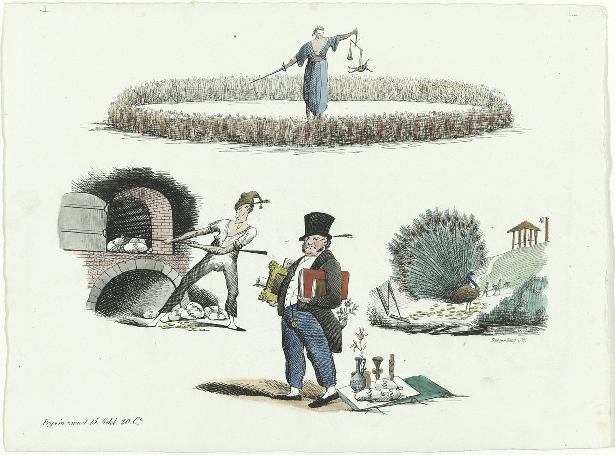 Caricature of J.C. Backer, C. Seyn, and S. van der Paauw, 1839 by François Desterbecq