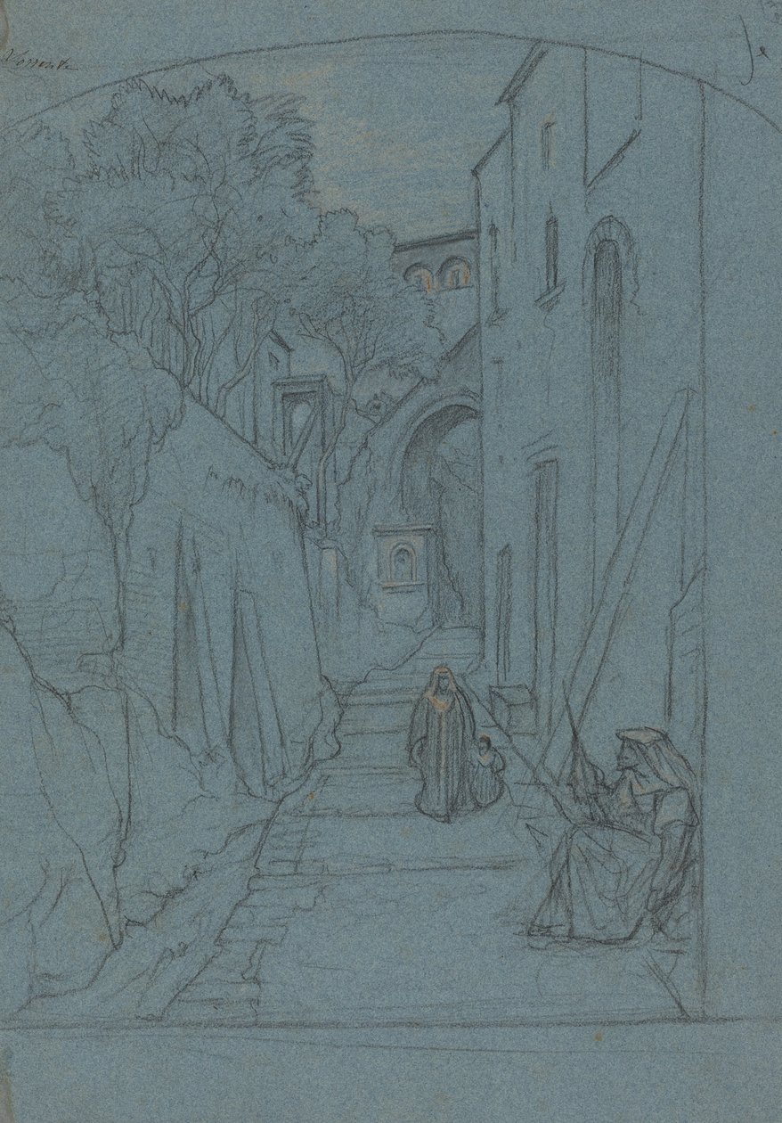 View up a Street in Sorrento by François Edouard Bertin