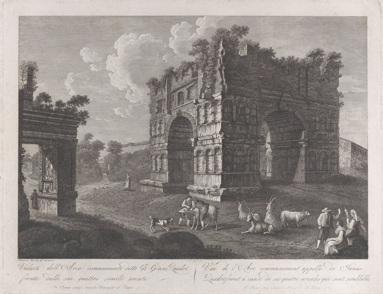 View of the Arch of Janus, with Shepherds and Goats in the Foreground by François Morel