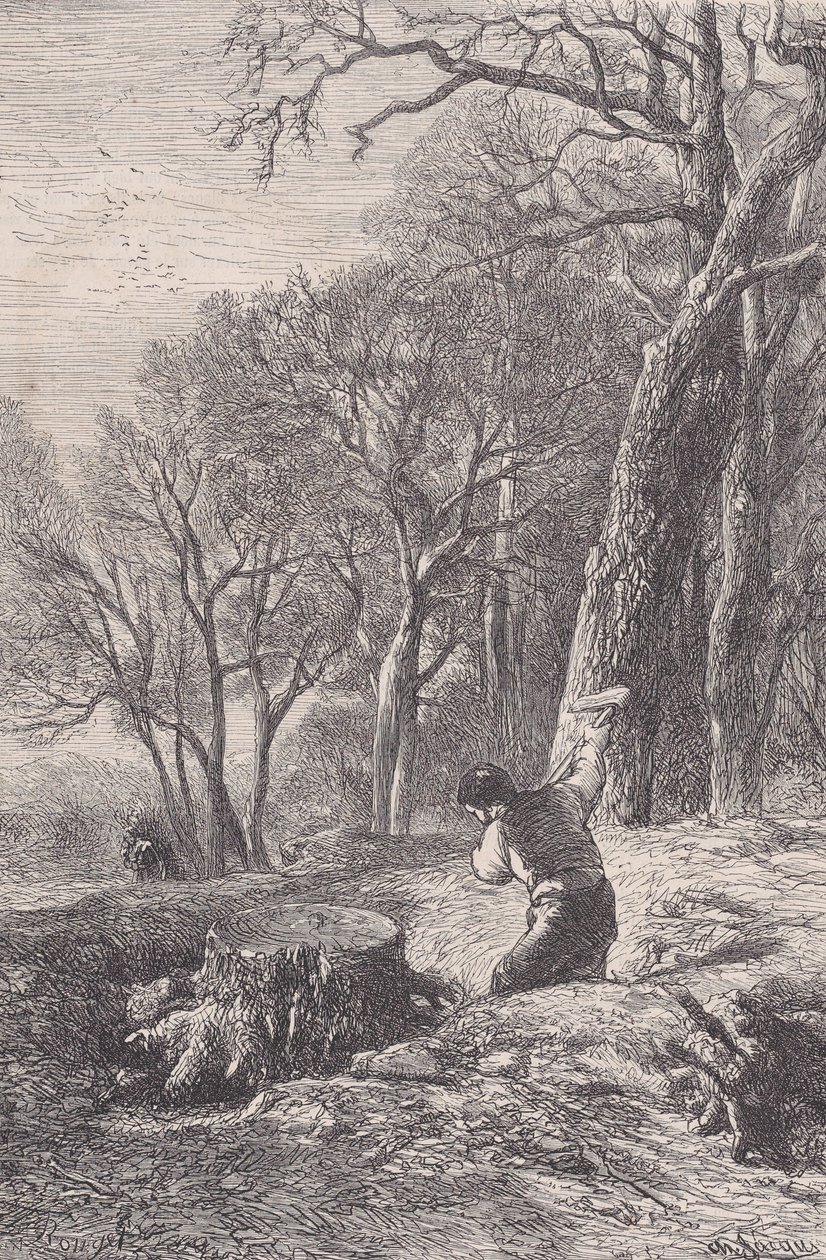 Winter Scene: The Stump Puller, from Magasin Pittoresque by François Rouget