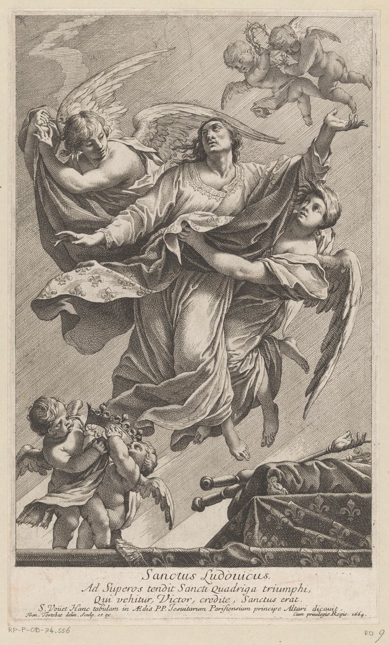 Saint Louis IX Carried to Heaven by Two Angels by François Tortebat