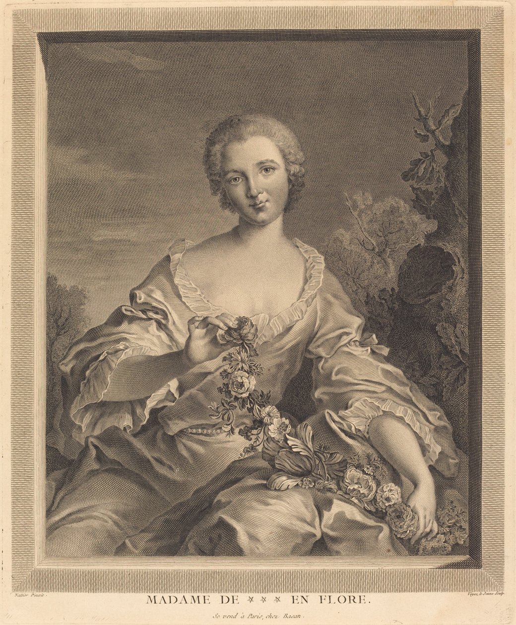 Mme. XXX as Flora by François Voyez after Jean Marc Nattier