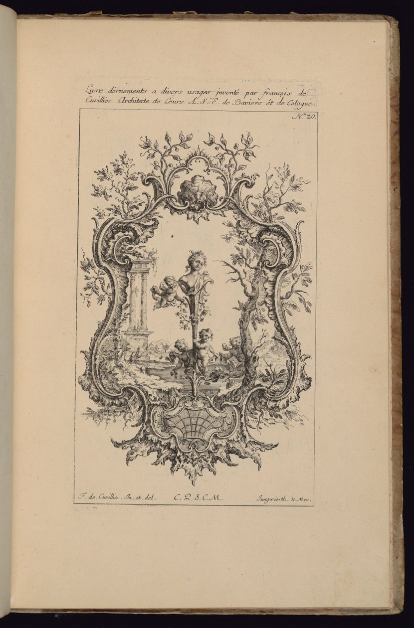 Cartouche with Female Bust, Livre d’ornements (Book of Ornaments) by François de Cuvilliés the Elder