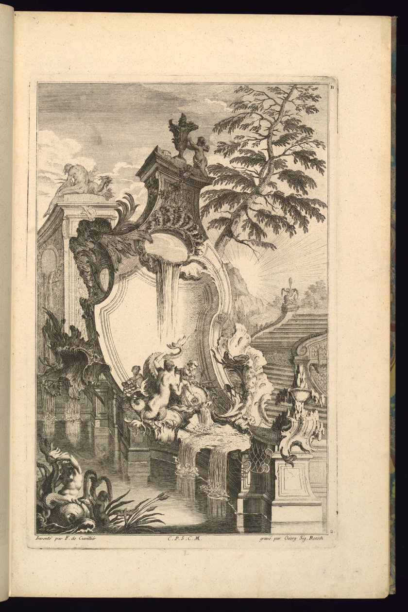 Design for Fountain with Putto Riding a Dolphin by François de Cuvilliés the Elder