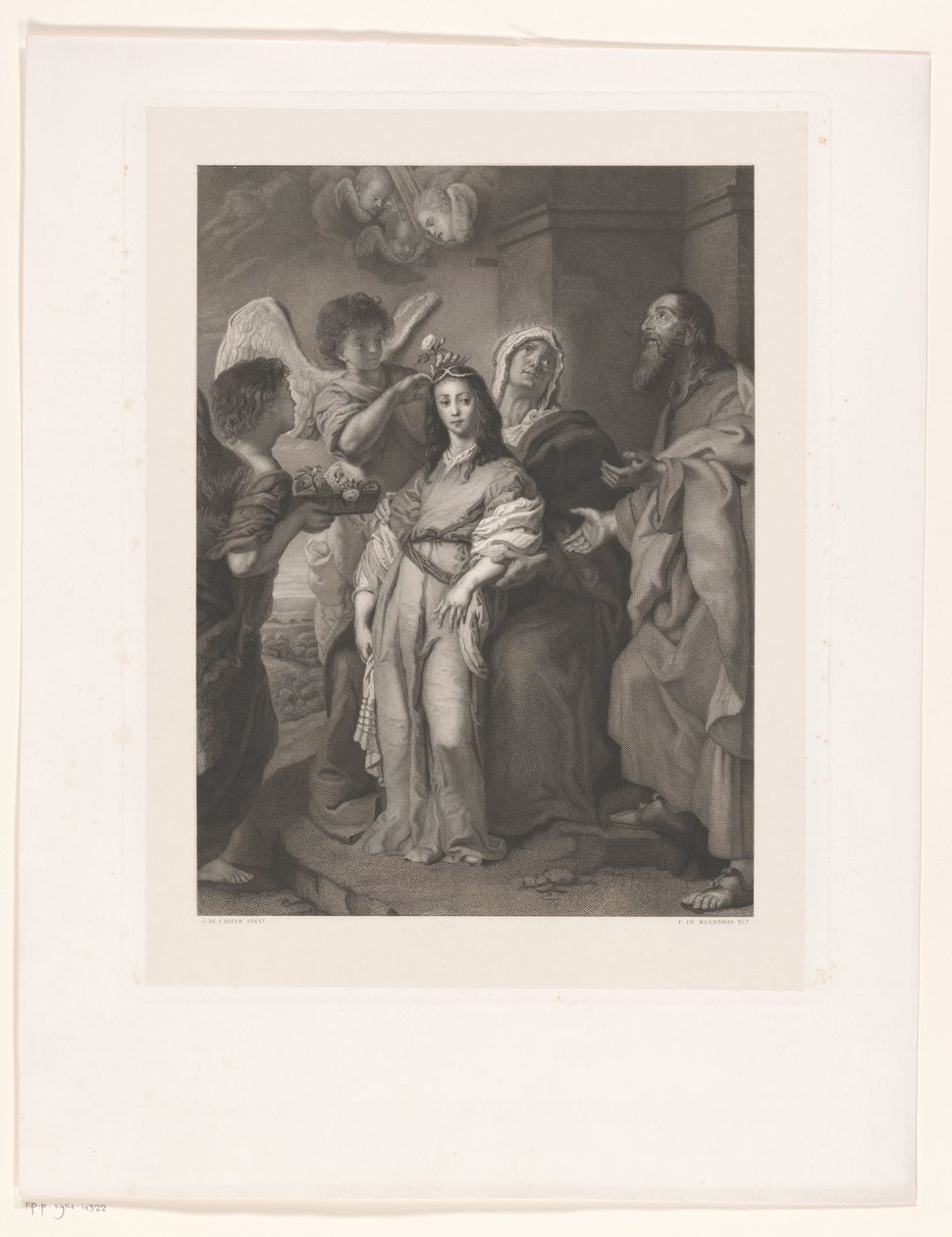 Mary as a Young Woman, Adorned by Angels in the Presence of Joachim and Anna by François de Meersman
