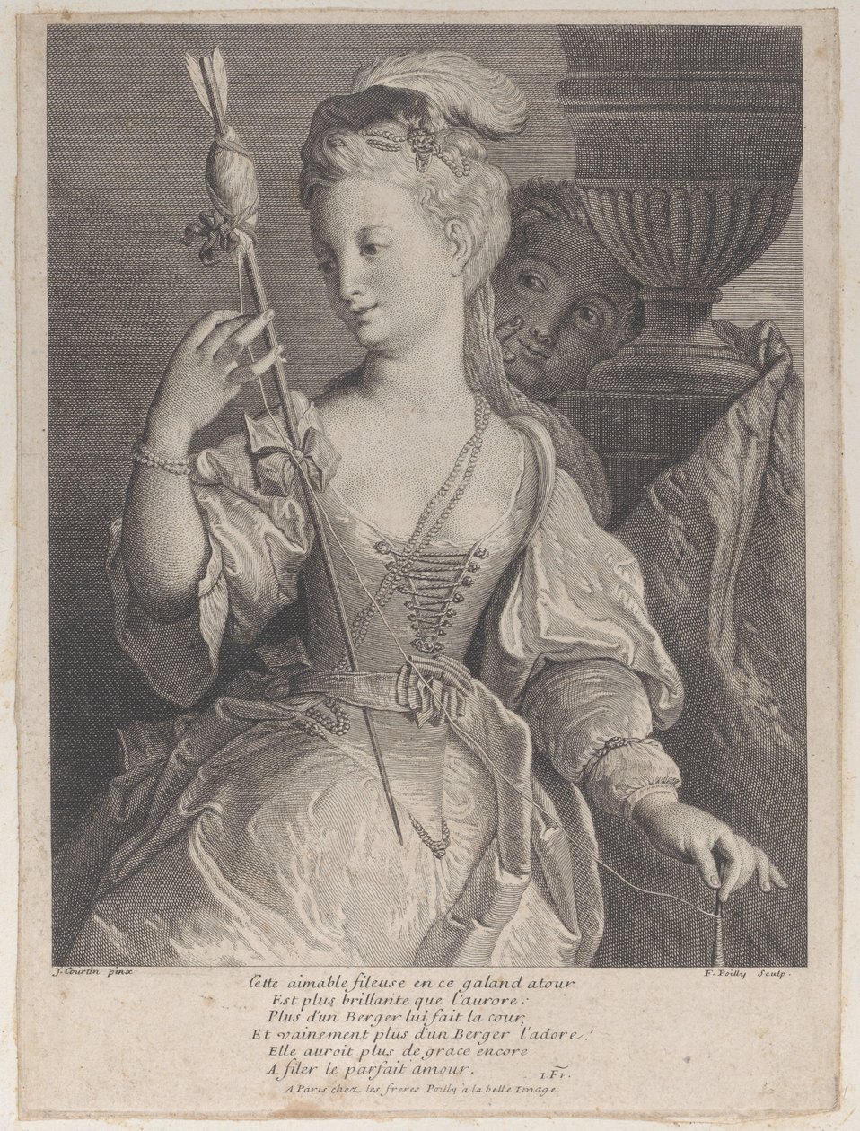 Young Woman Spinning Thread for an Arrow by François de Poilly