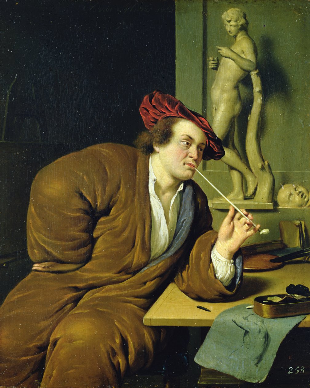 Smoker, possibly a self portrait by Frans van Mieris