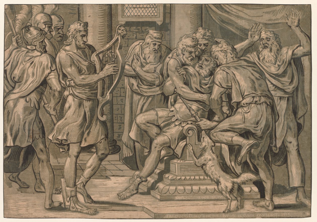 David Playing the Harp before Saul, 1555 by Frans Floris