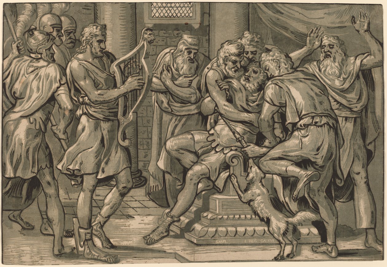 David Playing the Harp before Saul by Frans Floris I
