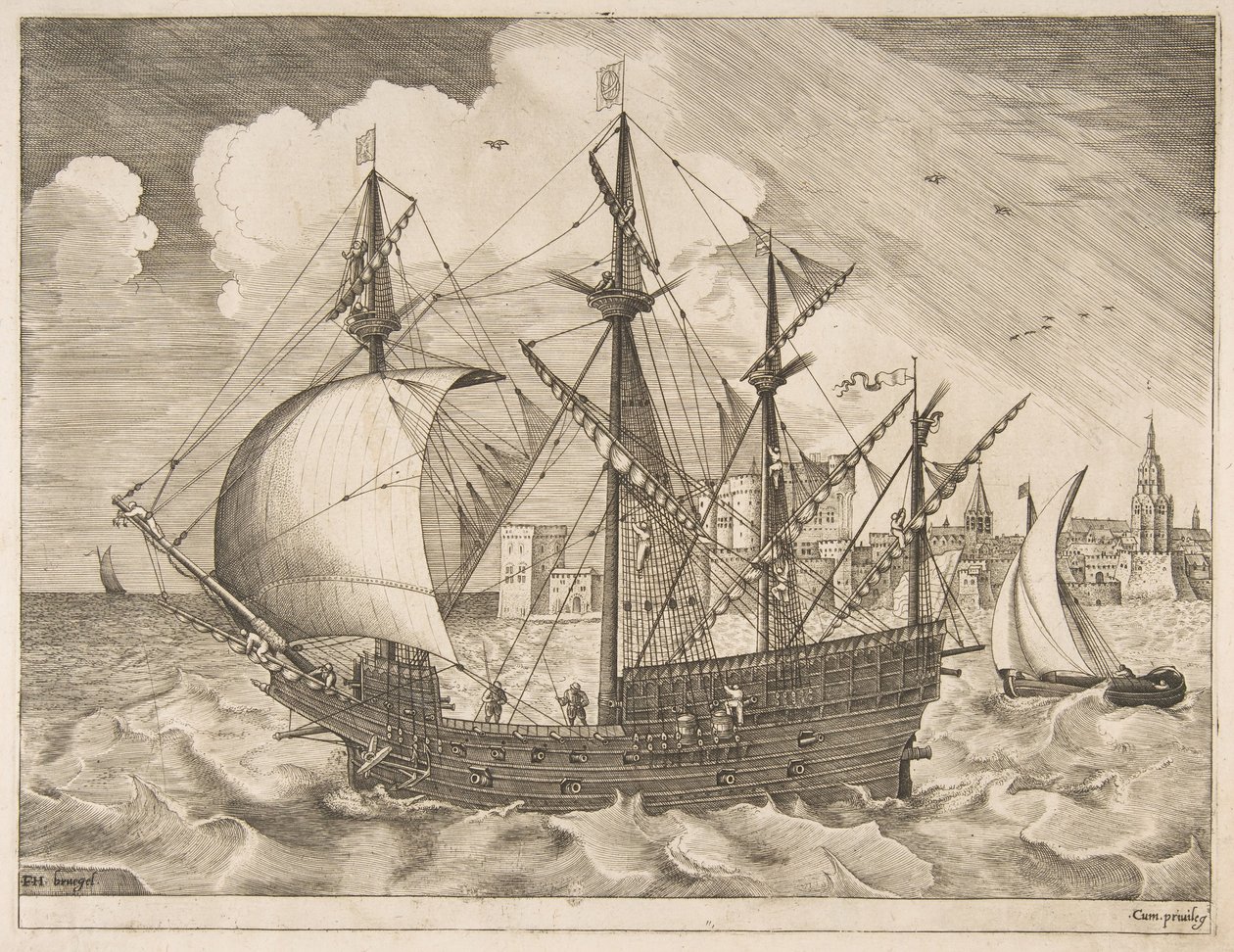 Armed Four-Master Putting Out to Sea from The Sailing Vessels by Frans Huys