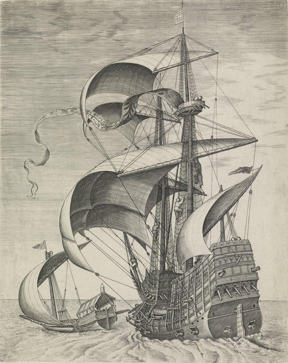 A Warship Accompanied by a Galley by Frans Huys