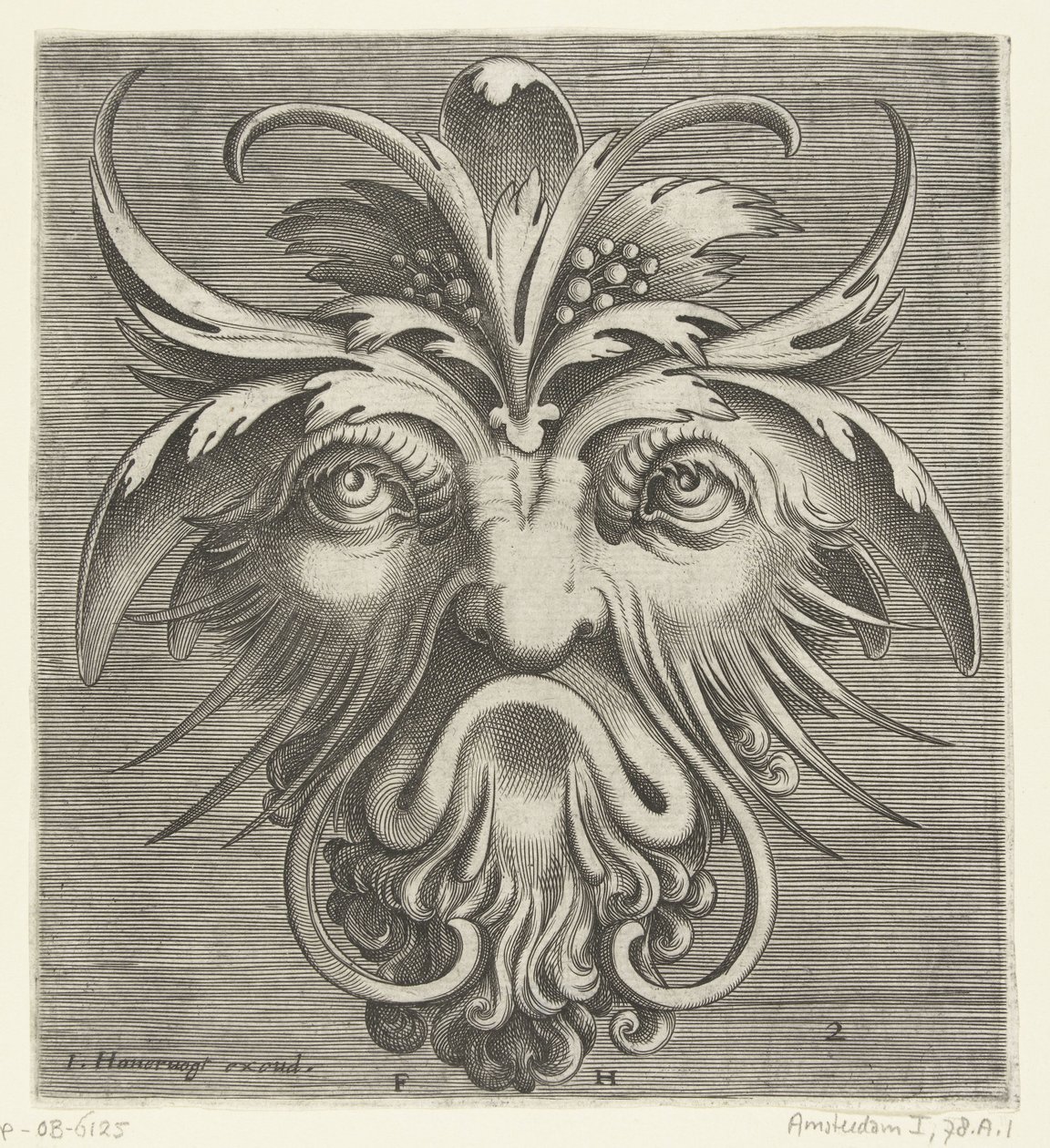 Mask with a Beard with Curls, Ingenious Portrayal of Various Types of Masks (series title) by Frans Huys