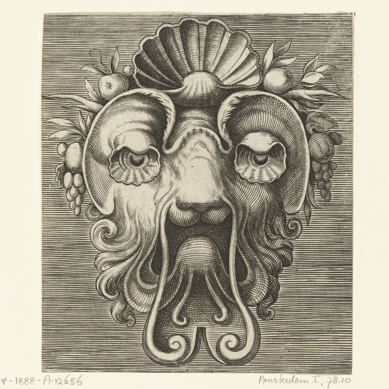 Mask with Shell-Shaped Eyes and a Shell Between Clusters of Fruit on the Forehead by Frans Huys