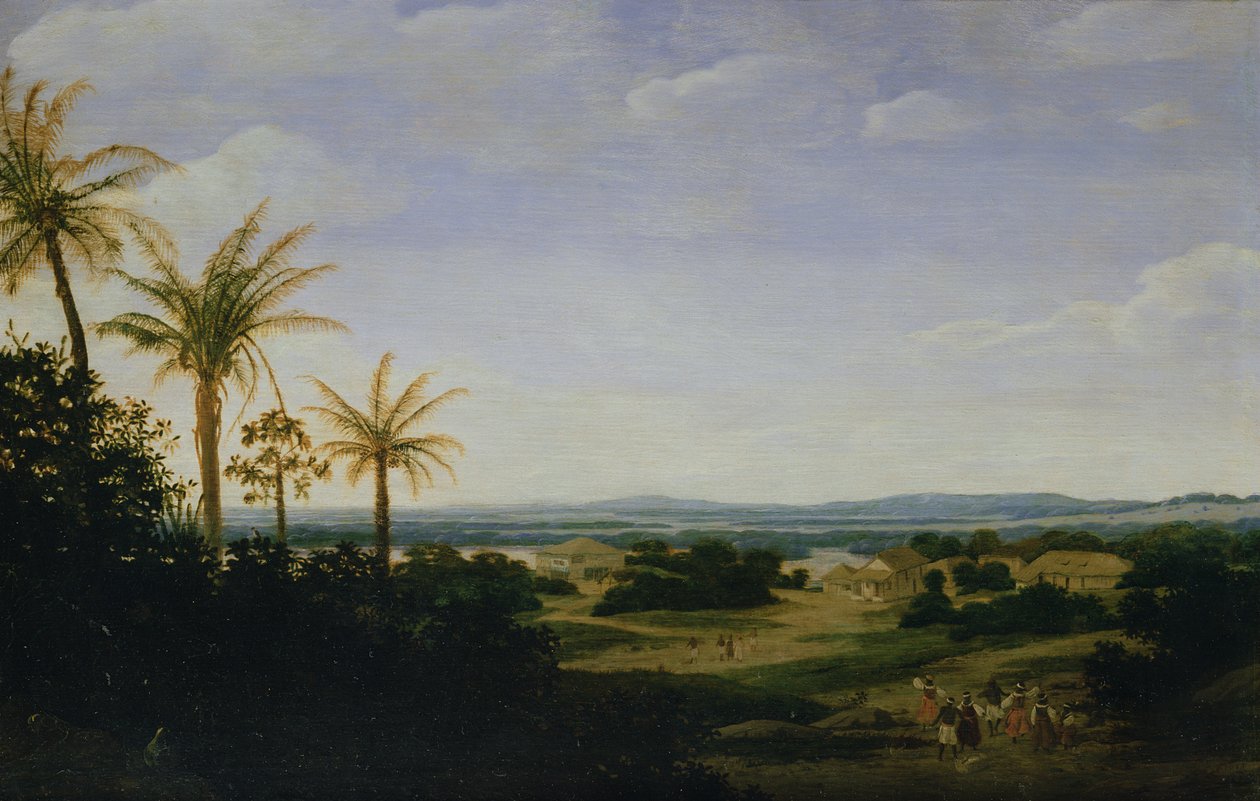 Brazilian Landscape with the Portuguese Residence, the Church and the Casa Granda, the River Varzea Beyond by Frans Post