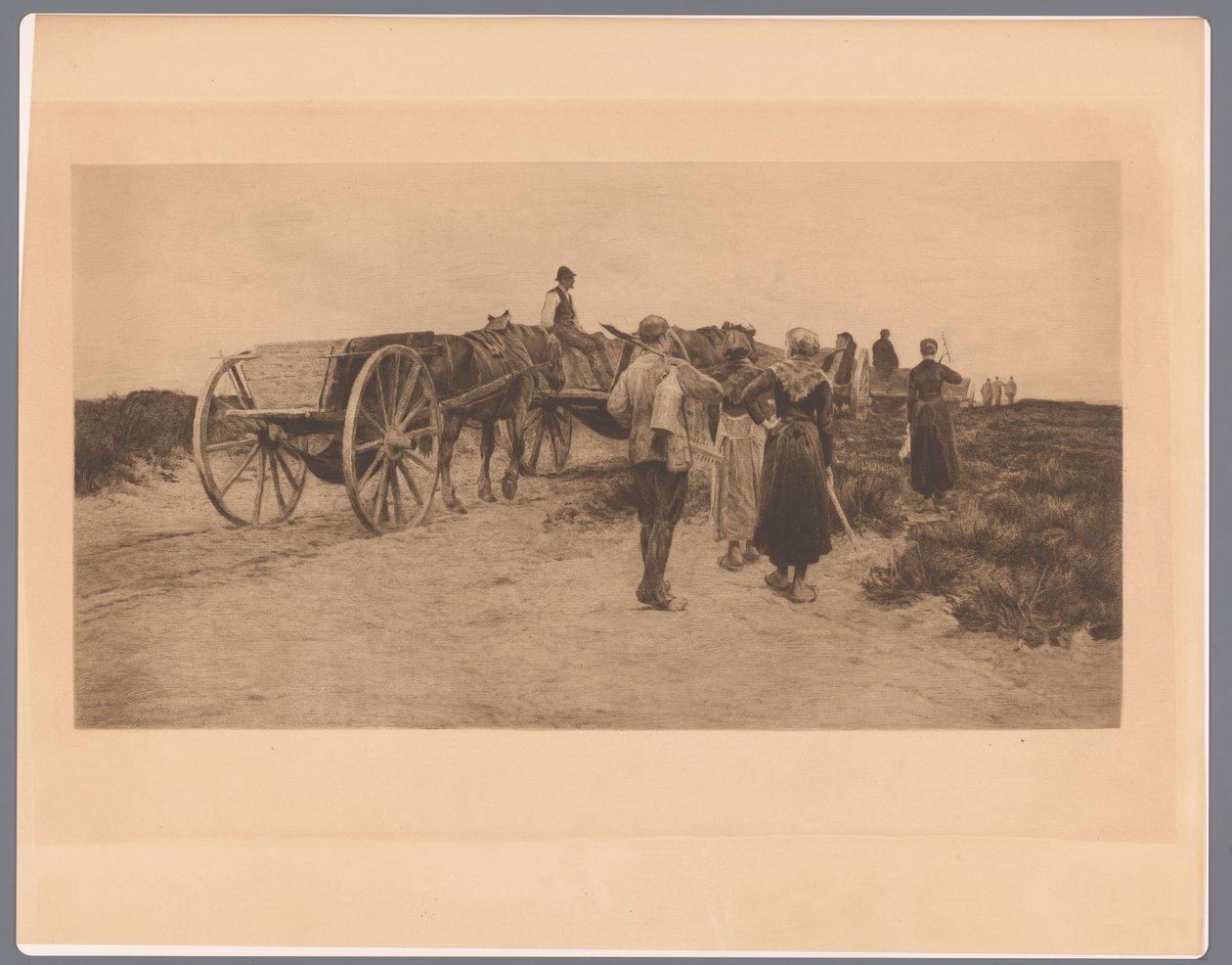 Farm Workers on a Path with Carts and Tools by Frans Lauwers