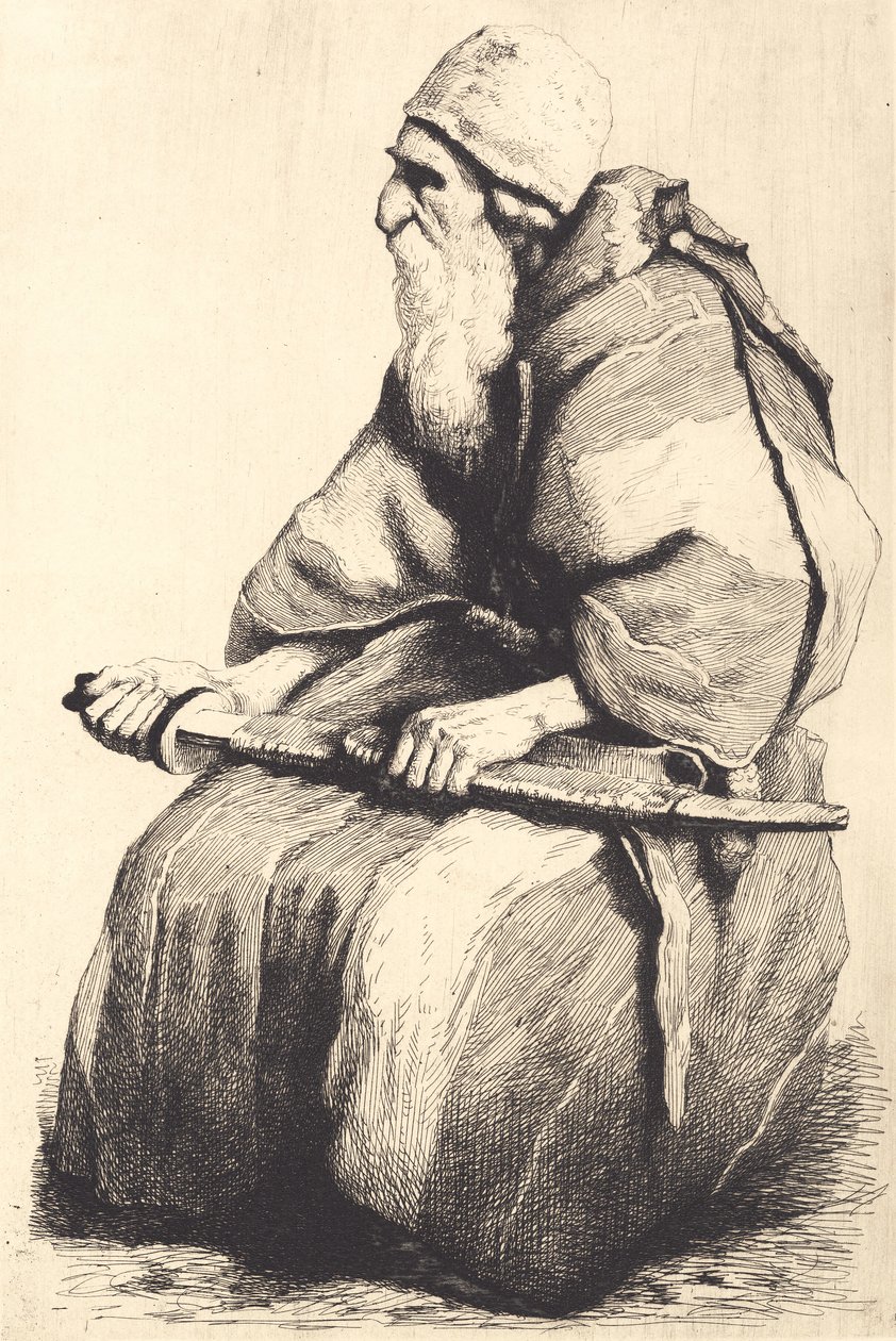 Study Figure: Old Bearded Man in Oriental Garb by Frans Schwartz