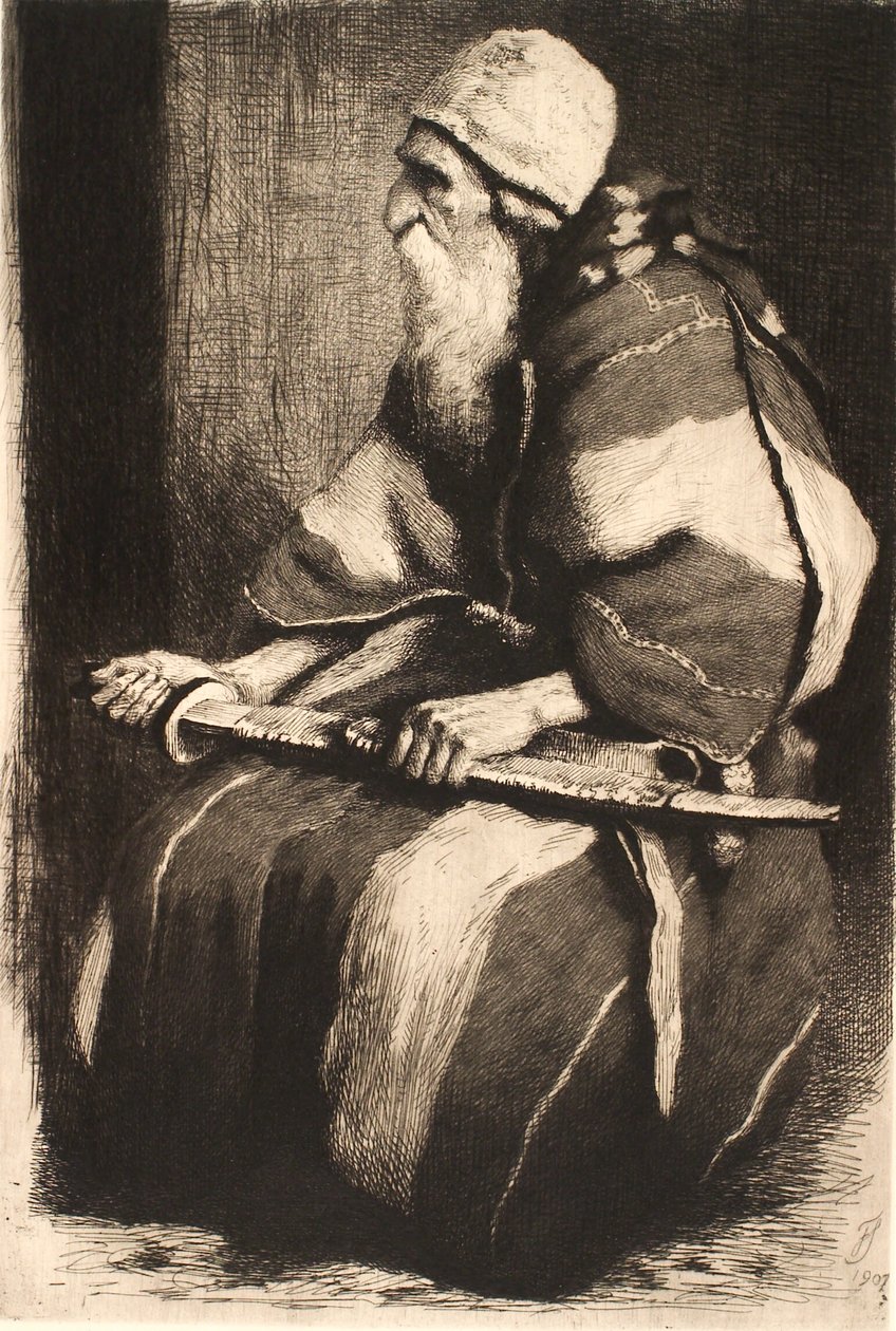 Study Figure: Old Bearded Man in Oriental Garb by Frans Schwartz