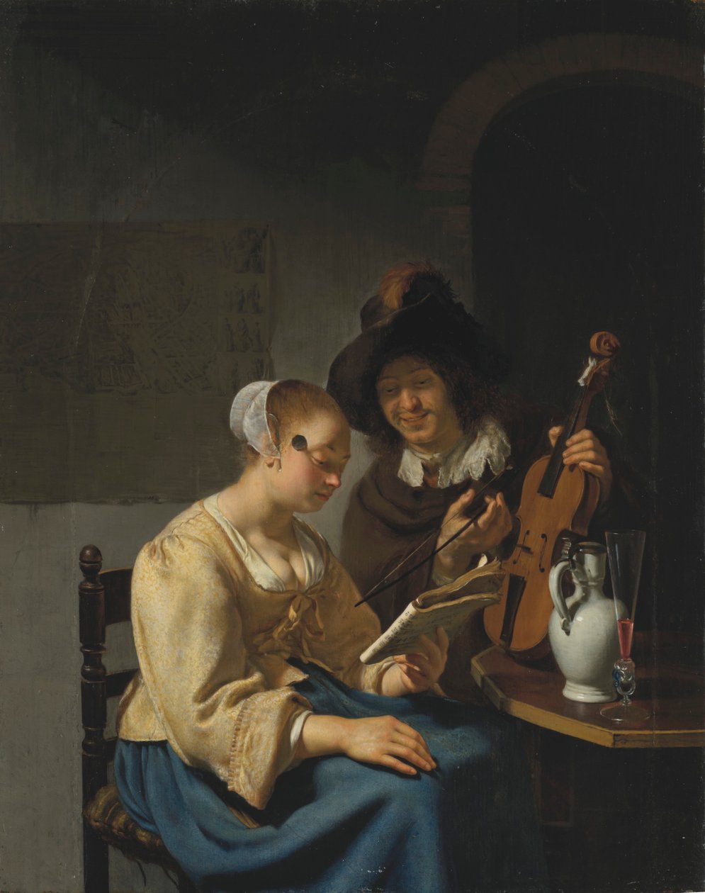 Woman with Sheet Music and a Man with a Violin by Frans van Mieris the Elder