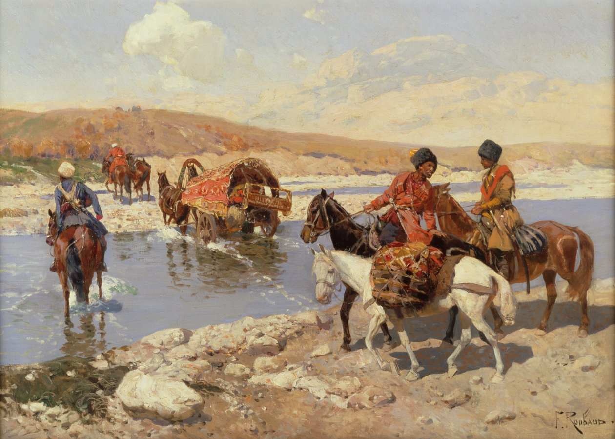 Crossing the River by Franz Alekseevich Roubaud