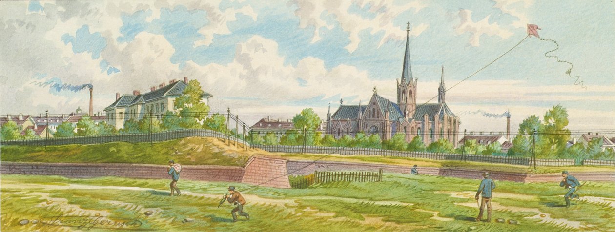 Between West Railway and Mariahilfer Line (View of the Line Wall) by Franz Gerasch