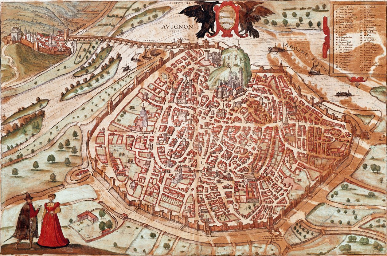 Map of Avignon by Franz Hogenberg