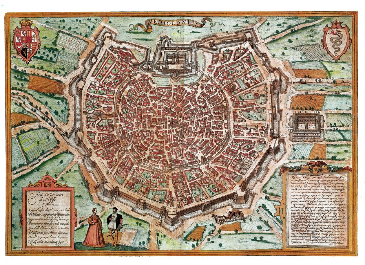 Map of Milan (engraving) by Franz Hogenberg