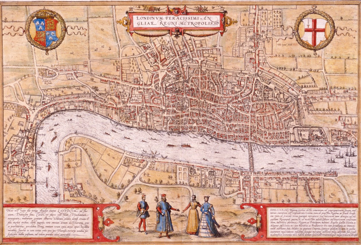 Map of the City of London, Southwark and part of Westminster by Franz Hogenberg