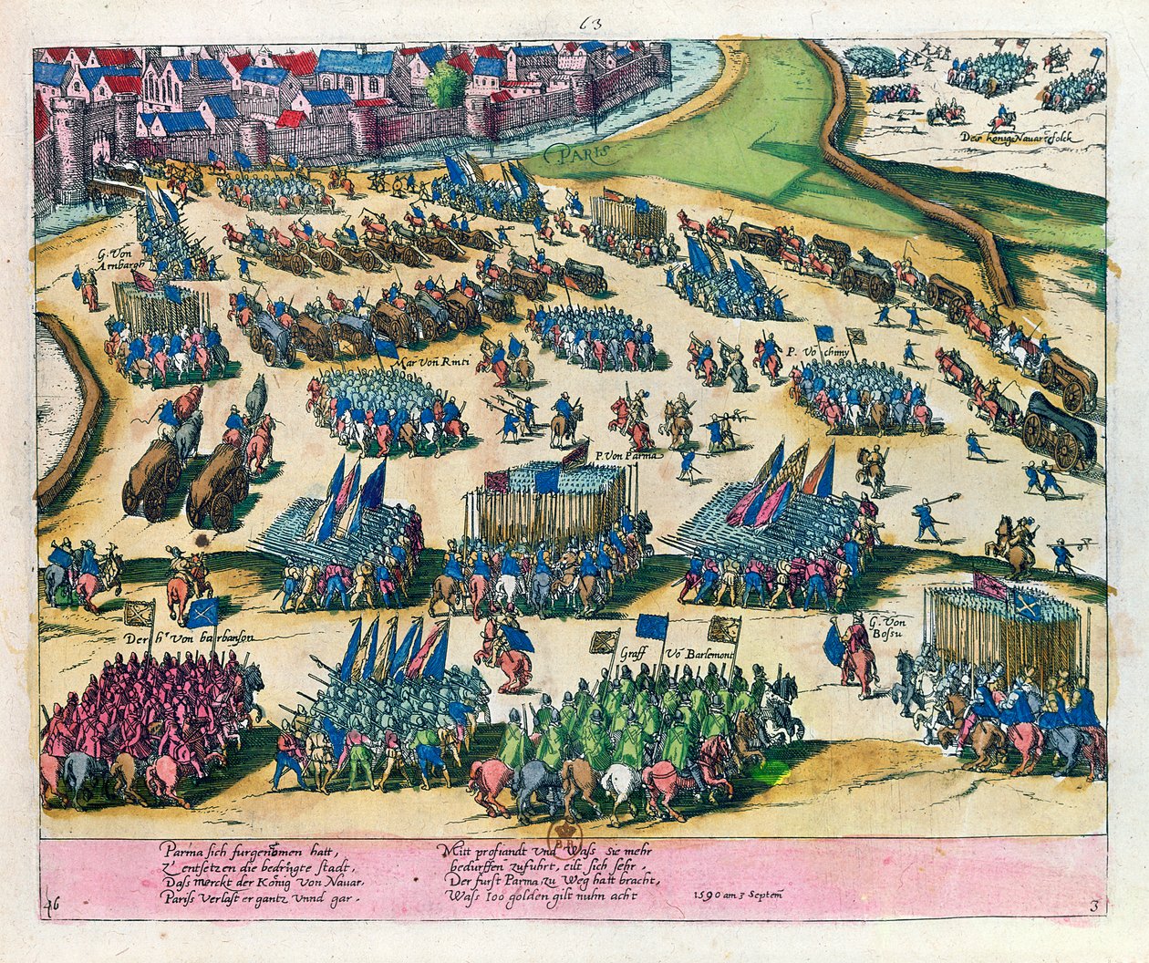 The Duke of Parma Relieves Paris from Siege by the Forces of Henri IV in 1590 by Franz Hogenberg