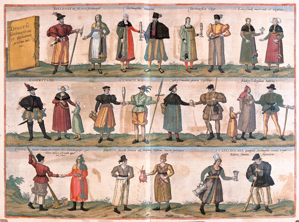 Various costumes from Dithmarschen and the surrounding area, Germany by Franz Hogenberg