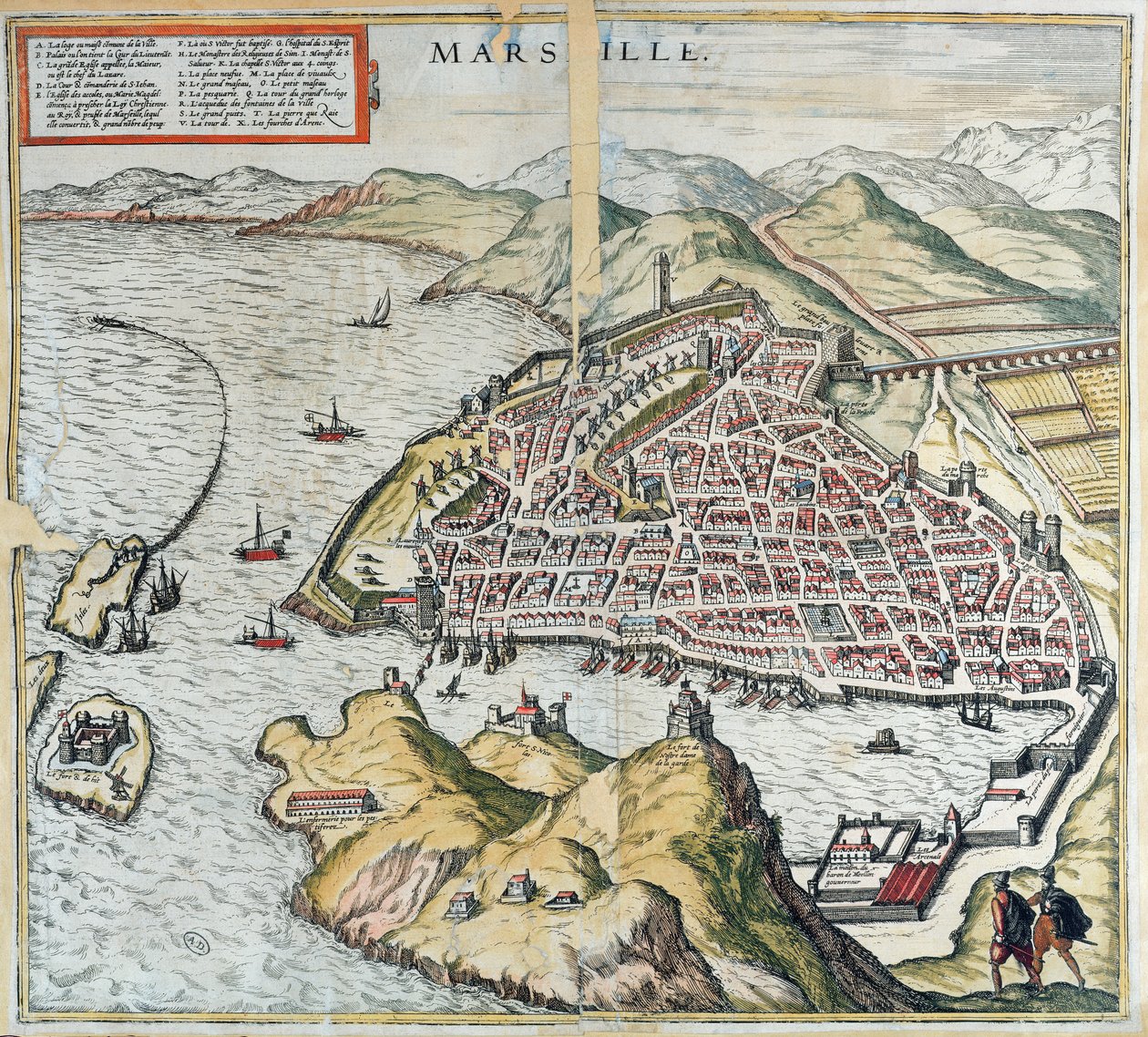View of Marseille in the 16th Century, Showing the Hospital for Lepers at the Bottom Left, from 