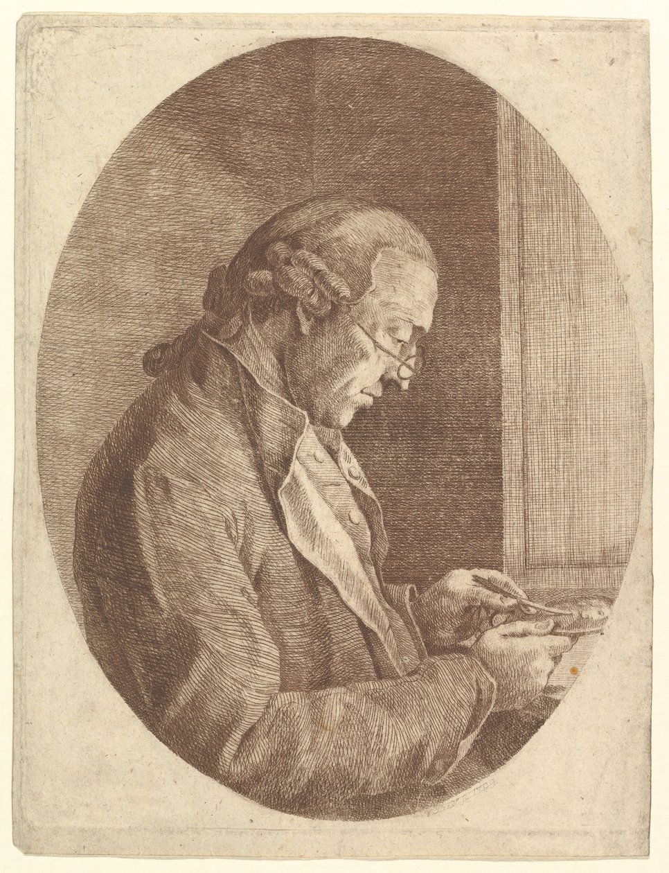 Portrait of an Artist Sketching a Portrait Miniature by Franz Jakob Josef Ignatz von Predl