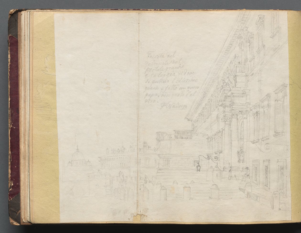 Album with Views of Rome and Surroundings, Landscape Studies, page 15b: Roman Architectural View by Franz Johann Heinrich Nadorp