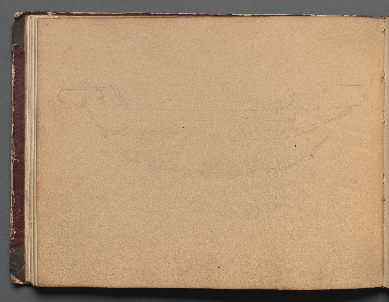 Album with Views of Rome and Surroundings, Landscape Studies, page 19b: Sketch of a boat by Franz Johann Heinrich Nadorp