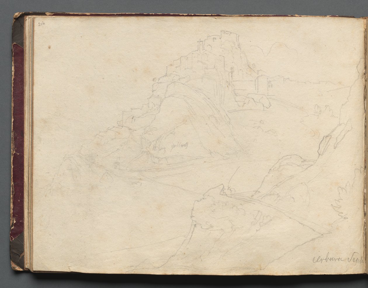 Album with Views of Rome and Surroundings, Landscape Studies, Page 20b: Cervera by Franz Johann Heinrich Nadorp